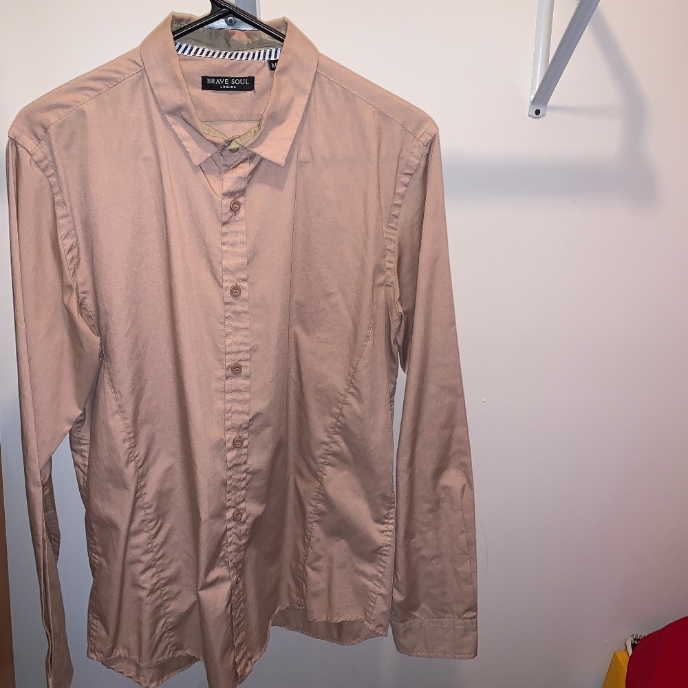 Brave Soul London Pink Dress Shirt
